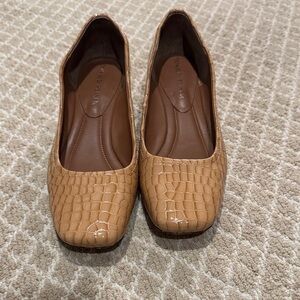 Donald J. Pliner Tan Croc-Patterned Loafers